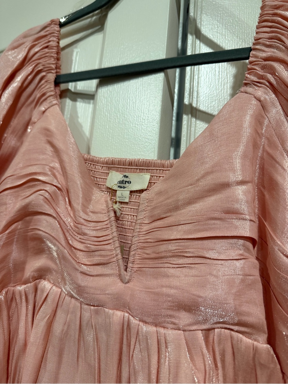 entro Shimmery Blush Pink V-Neck Peasant Tunic - Picture 6 of 9